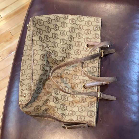 Michael Kors Beige & Gold glitter bag hobo/ tote / baby bag Carry All TOTE 12x12 - Picture 8 of 10